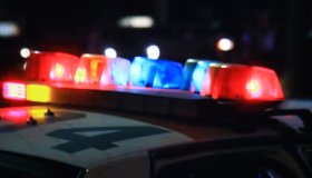 Flashing lights on a police car