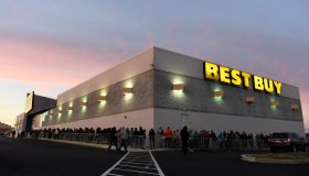 Over 350 people waited in line at the Best Buy in Wyomissing, some starting as early as 4:30am, to get Black Friday deals on Thanksgiving when the store opened at 5pm. Photo by Jeremy Drey 11/23/2017