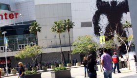 A Decepticon Transformer Smashes Through Staples Center To Promote Universal Studios Hollywood's "Transformers: The Ride 3-D"
