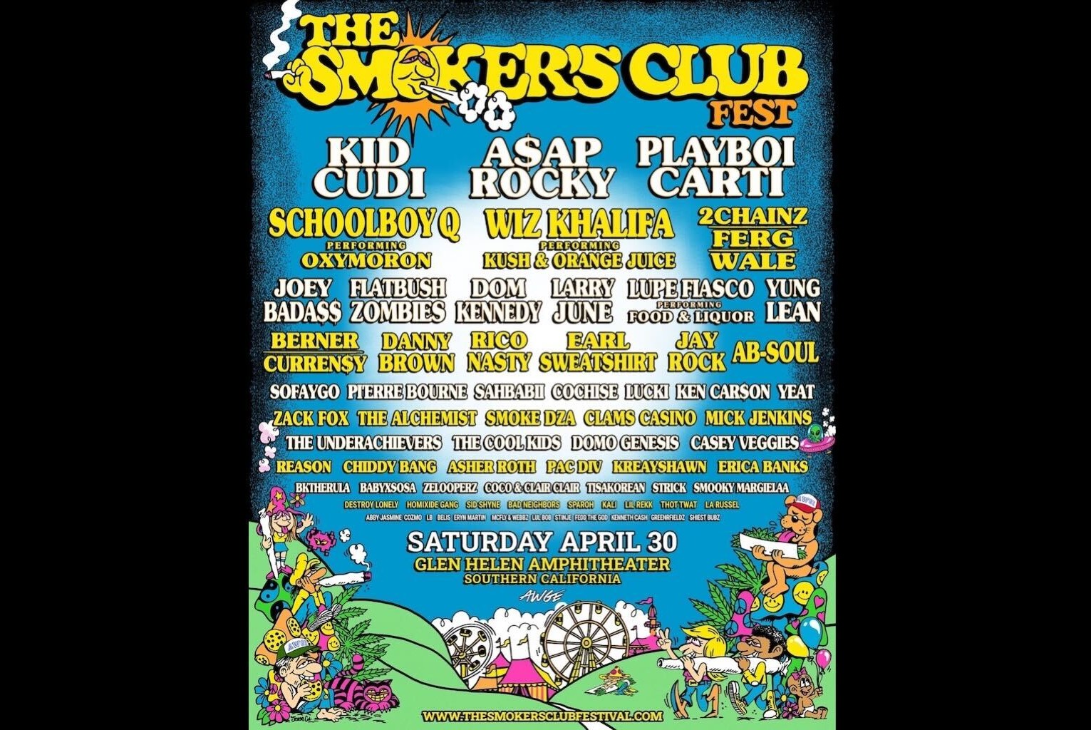 Kid Cudi, A$AP Rocky, Playboi Carti & More To Rock The Smokers Club Fest