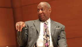 (022511 Medford, MA) Comedian Bill Cosby gestures during the award presentation of the Eliot-Pearson Awards for Excellence in Children's Media at Tufts University in Medford, Friday, Feb. 25, 2011. Cosby is one of the recipients of the awards.