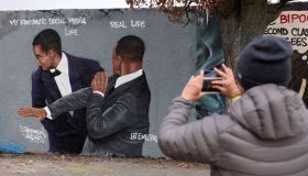 Graffiti Depicts Will Smith Slapping Chris Rock In Berlin