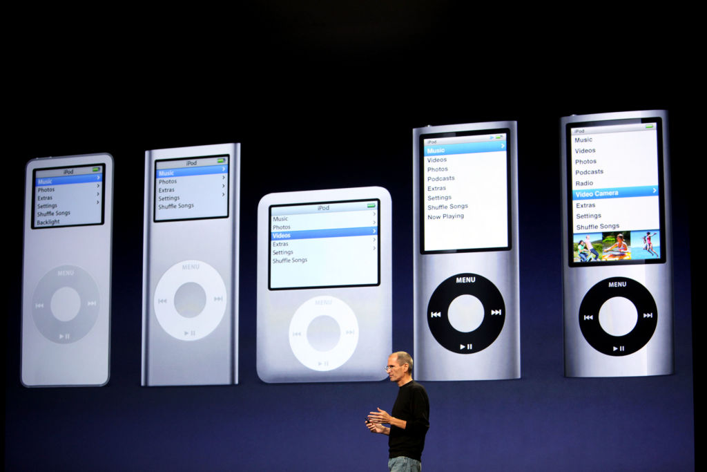 Apple's Steve Job announced the new iPod Nano Wednesday September 1, 2010 at the Yerba Buena Arts Center in San Francisco. (Maria J. Avila Lopez/Mercury News)
