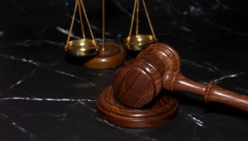 Justice Scales and wooden gavel
