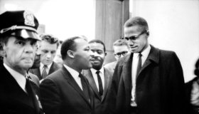 Martin Luther King and Malcolm X after Press Conference at U.S. Capitol about Senate Debate on Civil Rights Act of 1964, Washington, DC USA, Marion S. Trikosko, U.S. News & World Report Magazine Photograph Collection, March 26, 1964