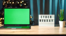 Cyber Monday computer on the table with with screen
