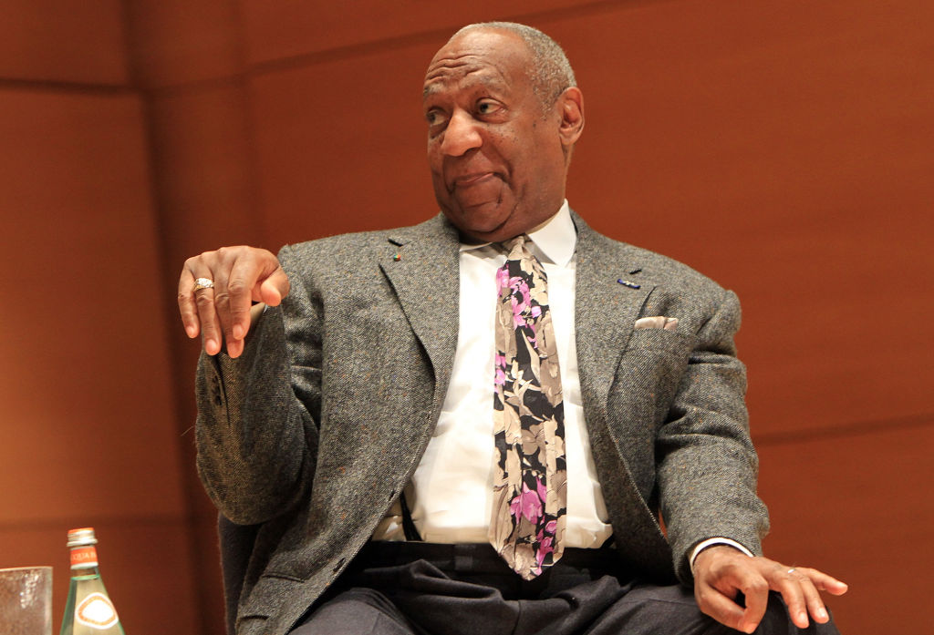 (022511 Medford, MA) Comedian Bill Cosby gestures during the award presentation of the Eliot-Pearson Awards for Excellence in Children's Media at Tufts University in Medford, Friday, Feb. 25, 2011. Cosby is one of the recipients of the awards.