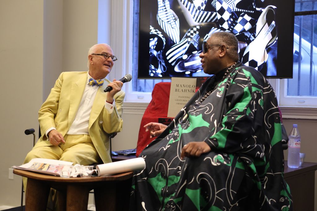 Manolo Blahnik Fleeting Gestures and Obsessions Book Conversation with Andre Leon Talley, Spring Summer 2016, New York Fashion Week, America - 11 Sep 2015