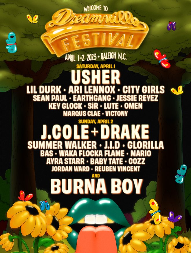 J. Cole & Usher Headline Dreamville Festival 2023, Drake Is The +1