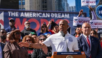New York City Mayor Eric Adams hosts rally for asylum seekers