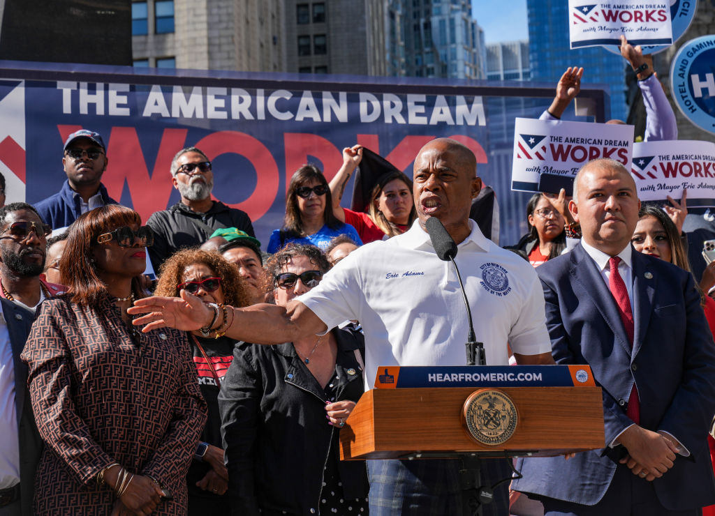 New York City Mayor Eric Adams hosts rally for asylum seekers