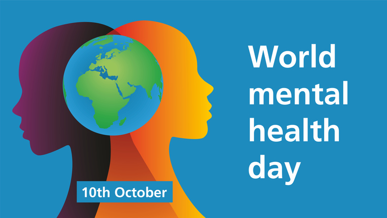 Banner World Mental Health Day, 10 october. Dimension 16:9.