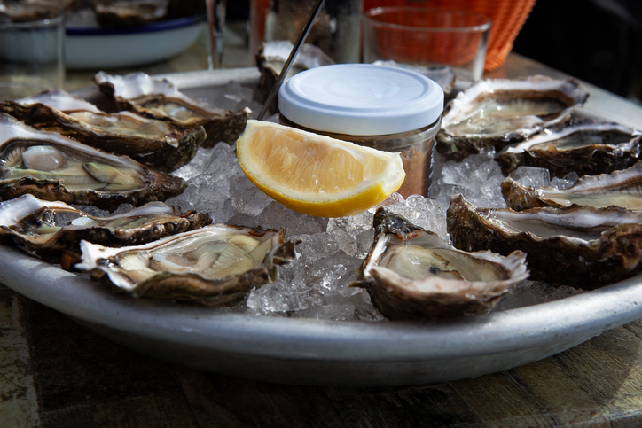 Seafood on a table in a restaurant