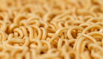 Instant noodles on white background