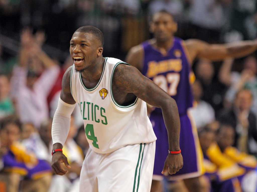 (061010 Boston, MA) Boston Celtics guard Nate Robinson all smiles in the second quarter of Game 4 of the NBA Finals at the TD Garden Thursday, June 10, 2010. Staff Photo by Matt Stone
