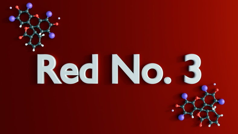 Molecular structure of Red No. 3 a synthetic food dye.