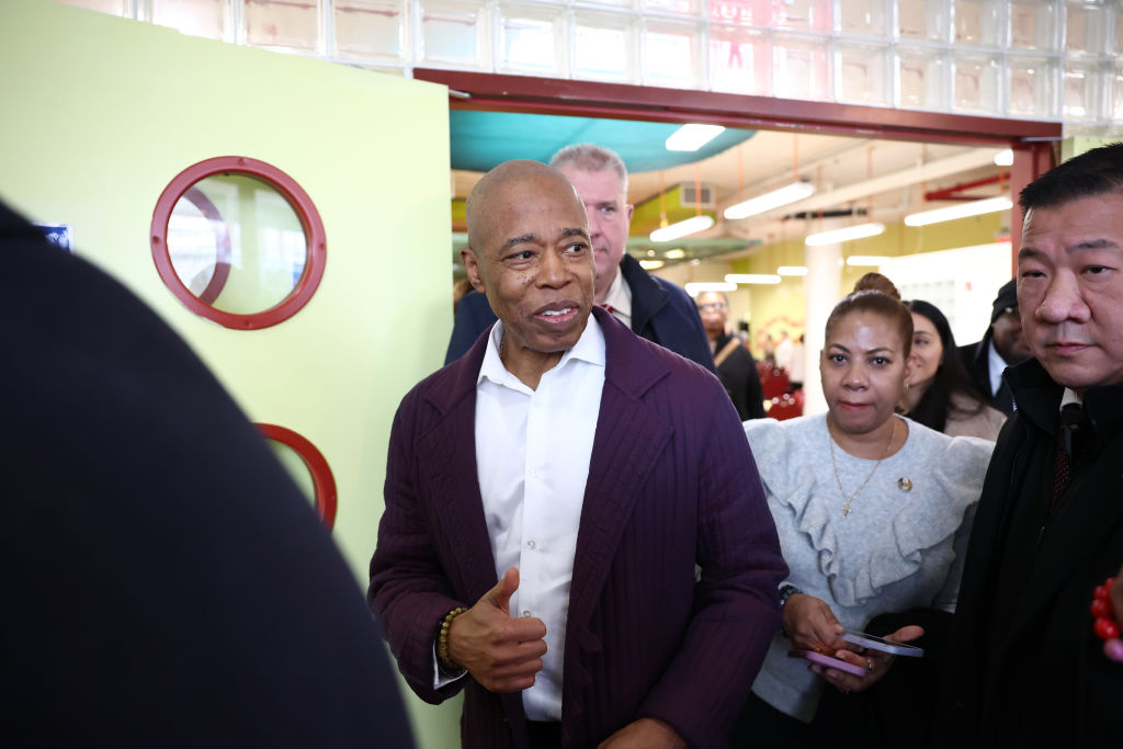 New York City Mayor Eric Adams Holds Adult Town Hall At Senior Center In Queens