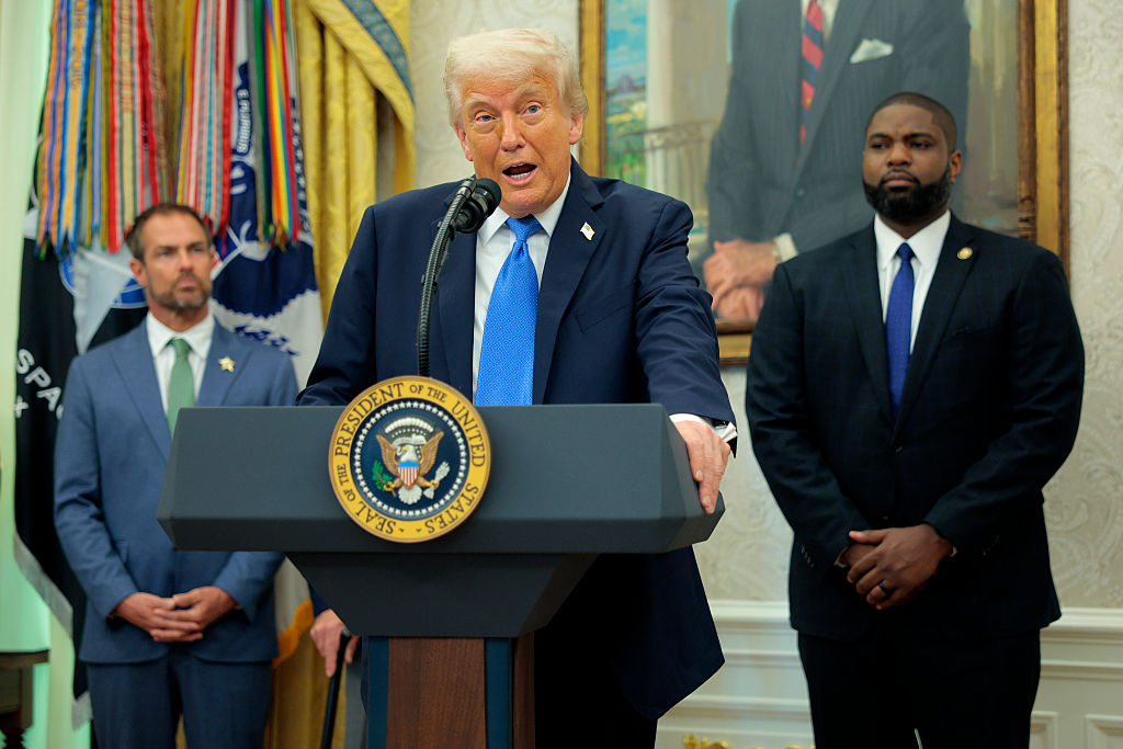 President Trump Holds Law Enforcement Event In White House's Oval Office
