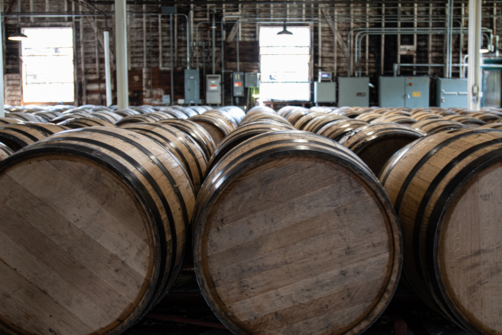 Lines of New Barrels in Storage