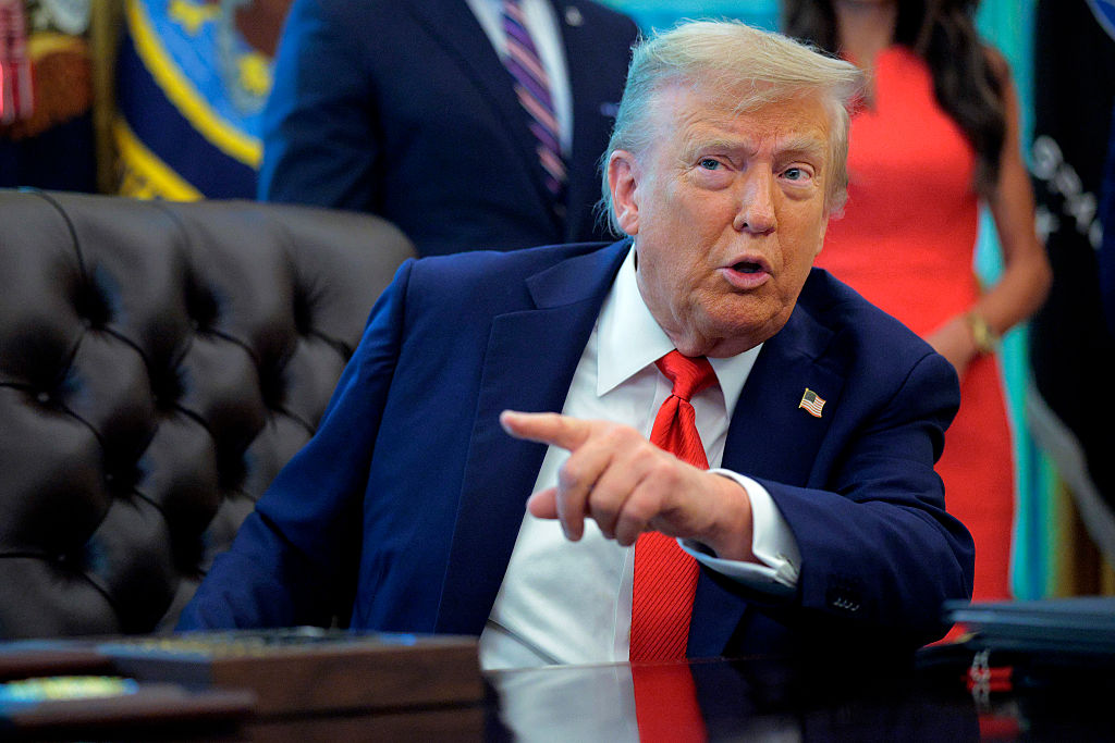 President Trump Signs Executive Orders In The Oval Office Of The White House