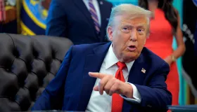 President Trump Signs Executive Orders In The Oval Office Of The White House