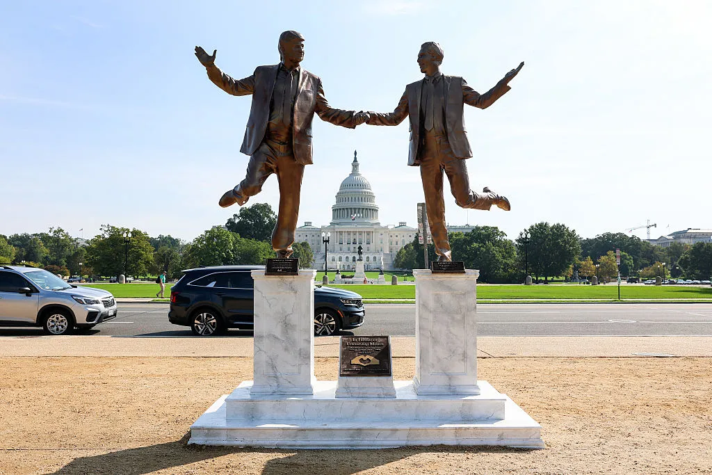 Statue Of Donald Trump And Jeffrey Epstein Holding Hands Appears On National Mall
