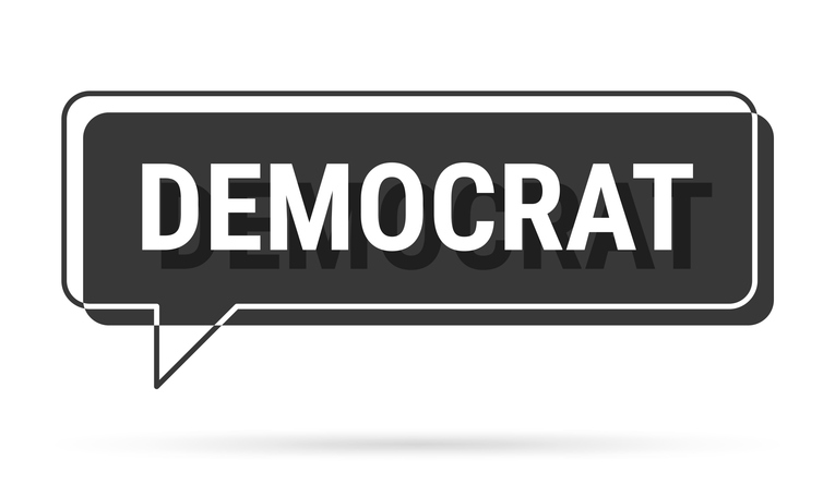 Democrat - 3D black speech bubble on white background