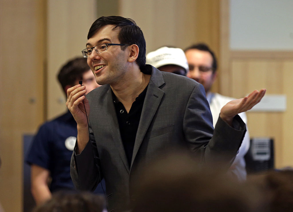 (Boston, MA 02/16/17) Martin Shkreli listens to a critical question during the end of speech at UMass Boston. Thursday, February 16, 2017. Staff photo by John Wilcox.