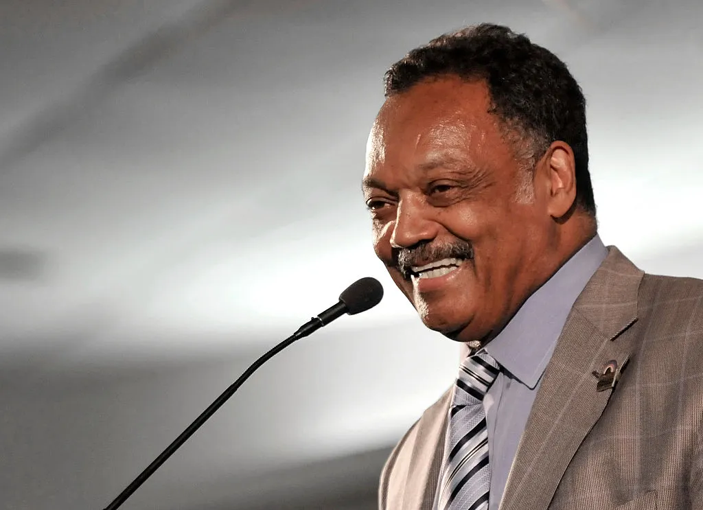 Civil rights activist and politician Jesse Jackson Sr. leads...