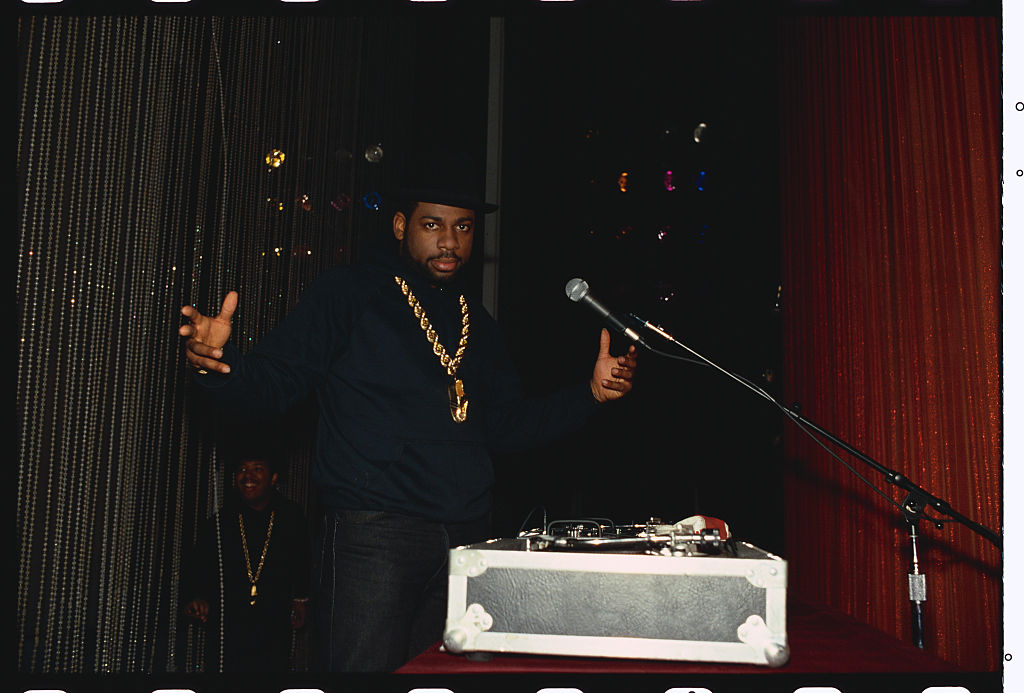 Jam Master Jay of Run DMC Gesturing at Microphone