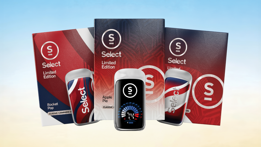 Assortment of Select Limited Edition beverage cans and packaging, including Rocket Pop, Apple Pie, and Oil flavors.